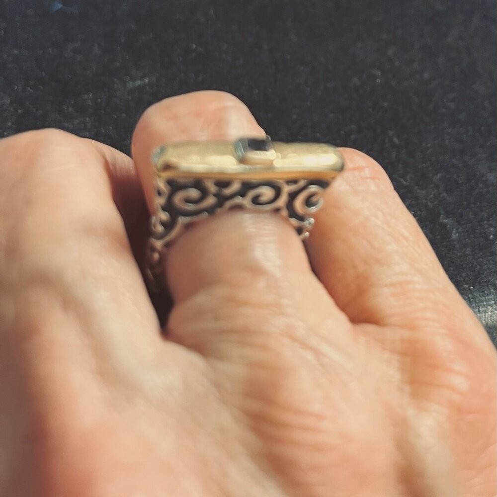 Dian Malouf 14K Gold & Sterling Silver Amethyst Ring - Size 7